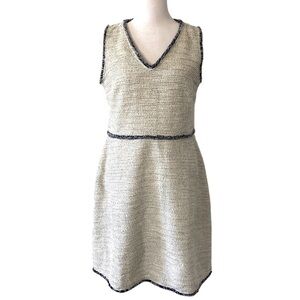 LOFT 6 Dress sleeveless v-neck white blue